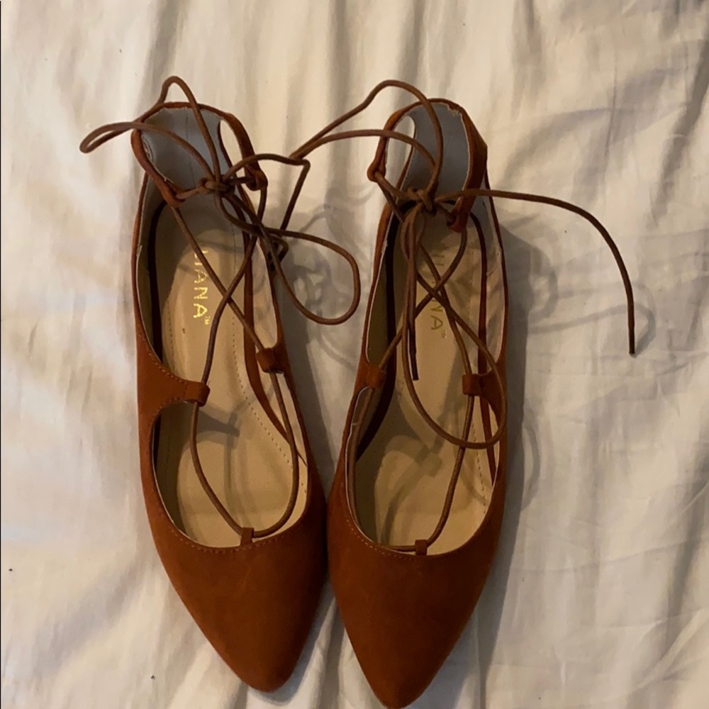 lace up pointed toe flats